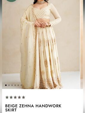 The Saree Room Beige Zehna Handwork Skirt Lehenga XXS short